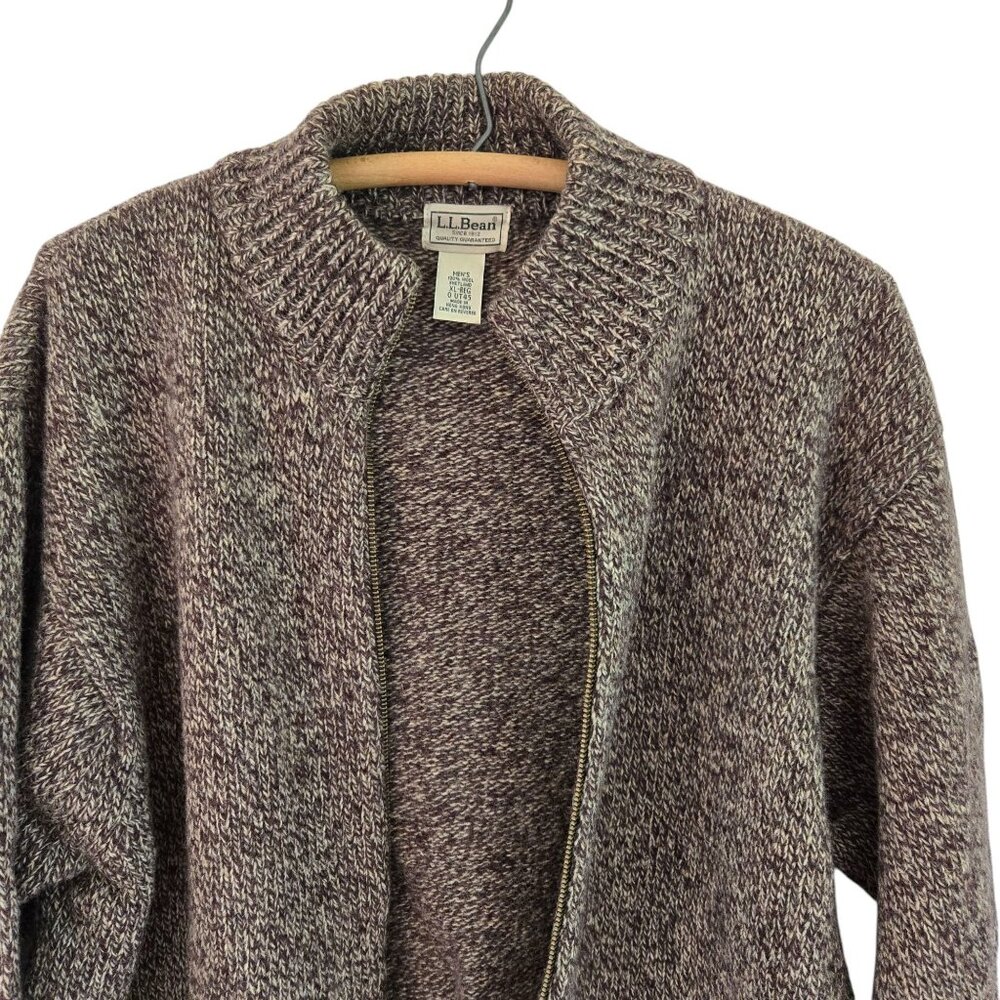 L.L. Bean Mens XL Shetland Wool Full-Zip Cardigan Sweater Heather Brown - Picture 5 of 11